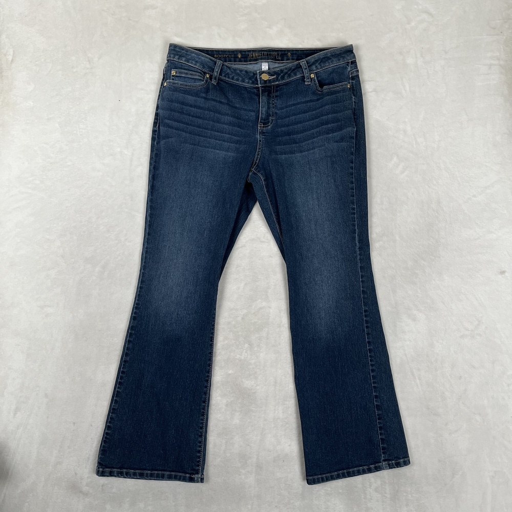 Jennifer Lopez Bootcut Jeans Womens 12 S Petite Blue Medium Wash Logo Denim